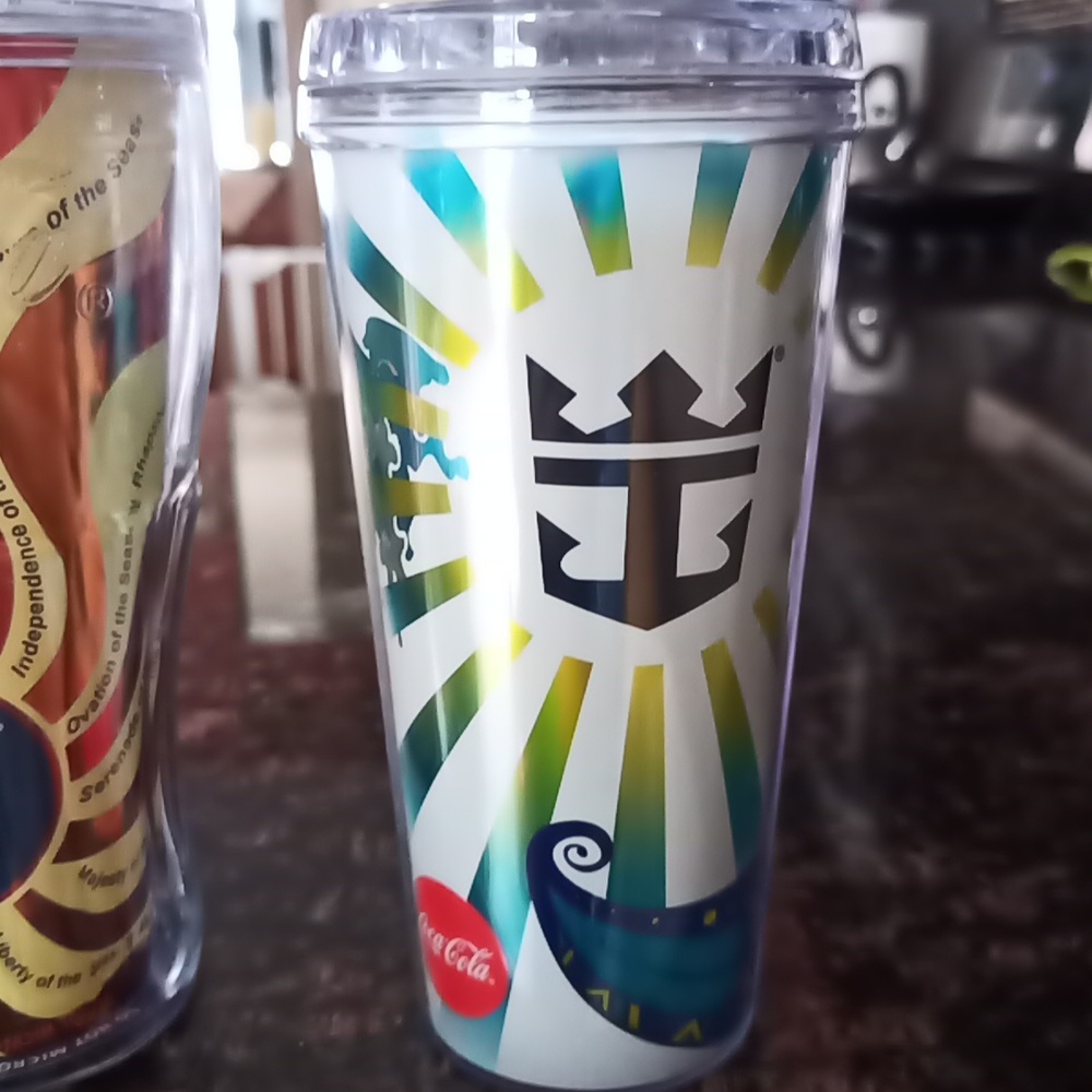 Royal Carribean Pair of Insulated Coca Cola Souvenir Cups Drink Cups NWOT - Picture 3 of 3